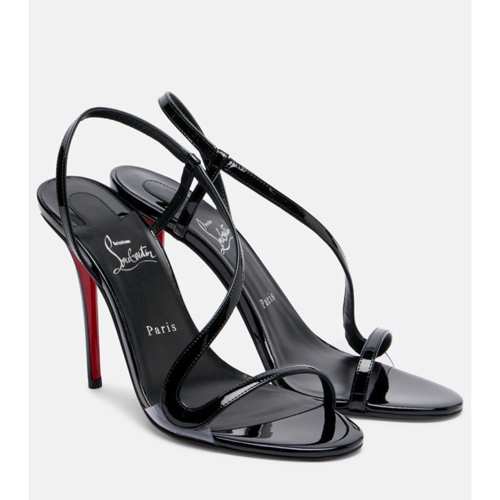 Christian Louboutin 80M Rosa Z Patent Leather Sandal Heels Black